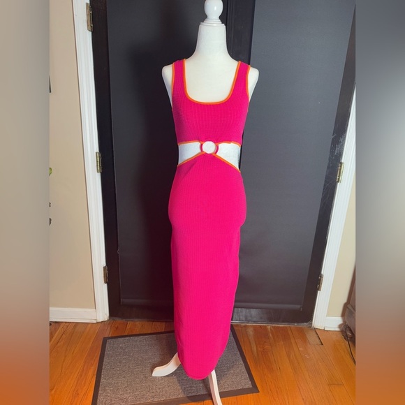 SOLID & STRIPED Bailey Dress in Shocking Pink & Clementine - NWOT - Picture 7 of 7